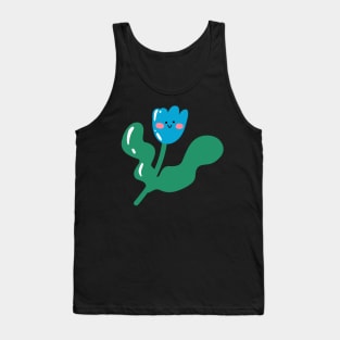 Kawaii blue tulip smiling Tank Top